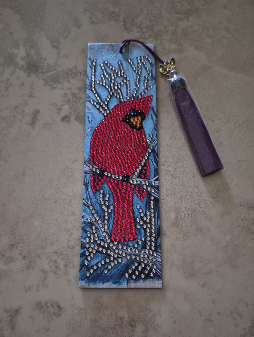 Neiman Marcus Red Cardinal Bookmark with Purple Tassel